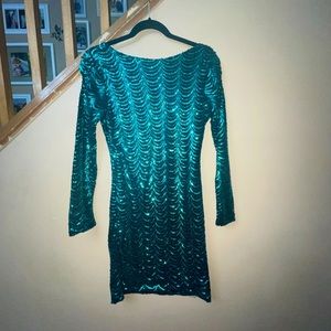 Club L green sequin mini dress, sz 10.